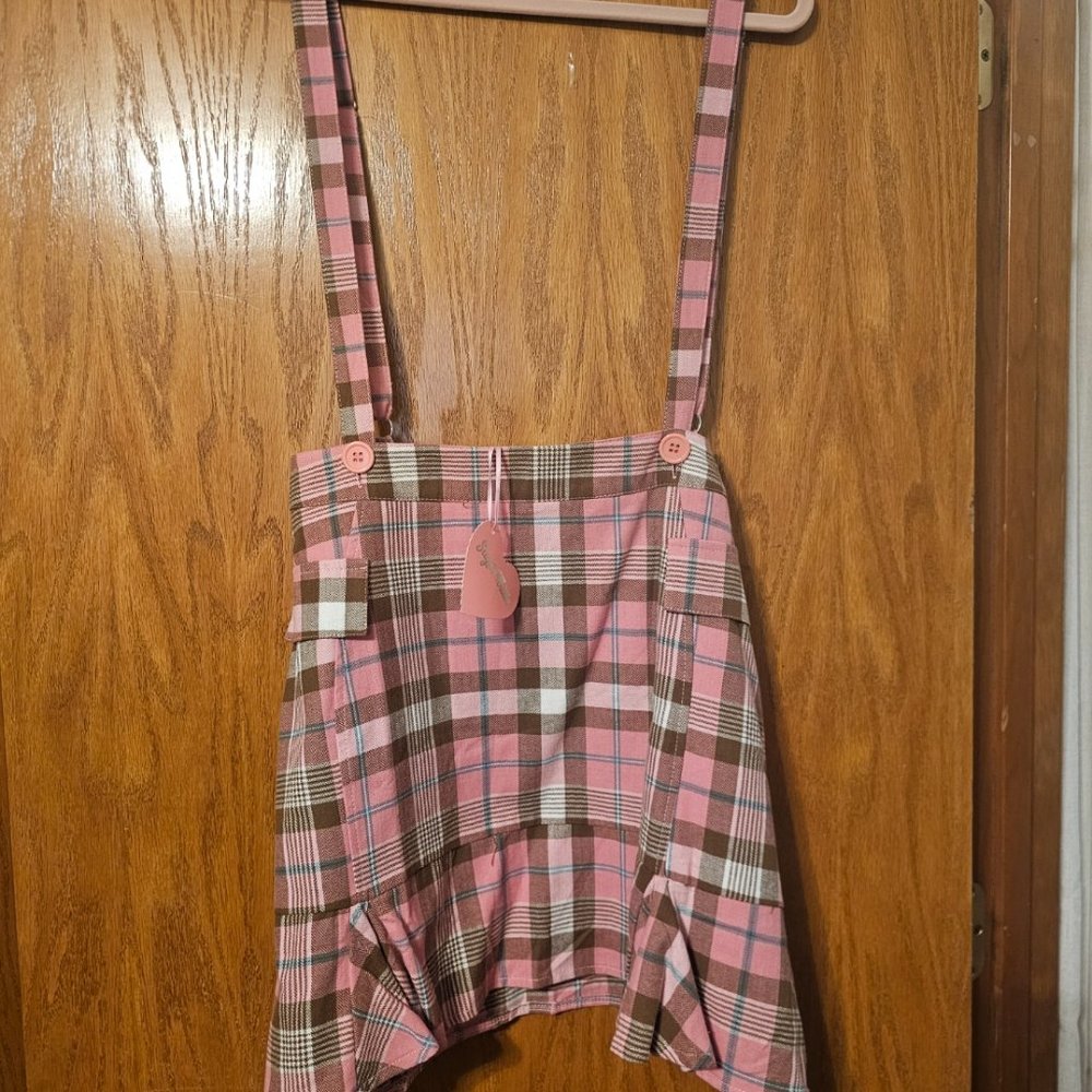 PINK PLAID SKIRT JUMPER